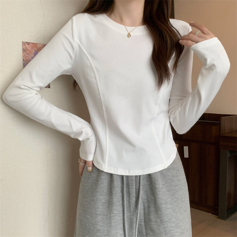 Women's Thickened Long-sleeved T-shirt Dralon Short Top